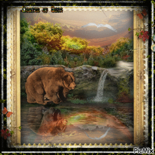Landscape with a bear - Free animated GIF