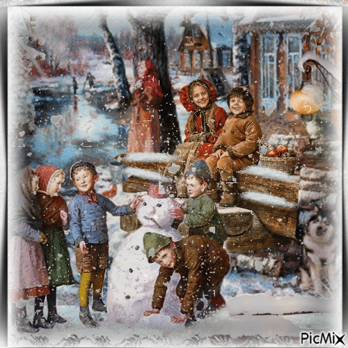Niños en invierno - Ingyenes animált GIF