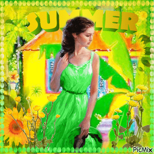 Summer in yellow and green - GIF animasi gratis