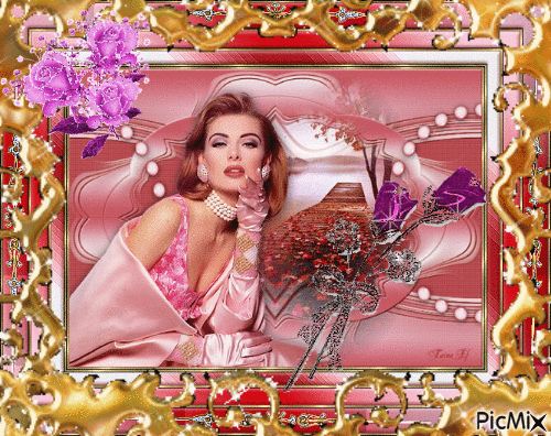 девушка в розовым - Animovaný GIF zadarmo