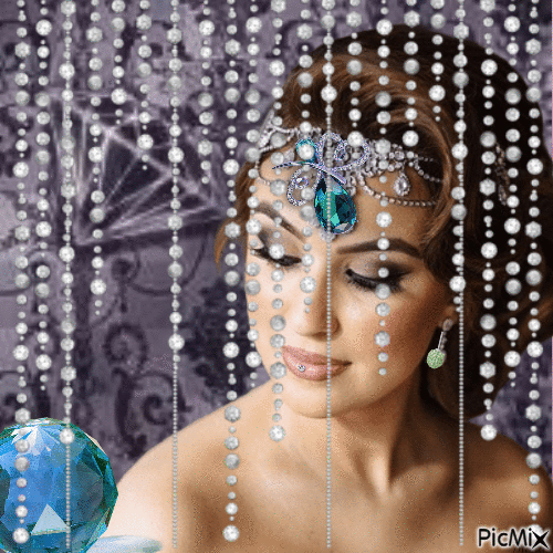 Femme au diamants - GIF animé gratuit