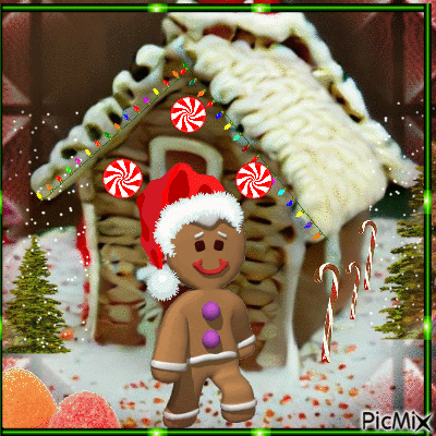 gingerbread house - GIF animé gratuit