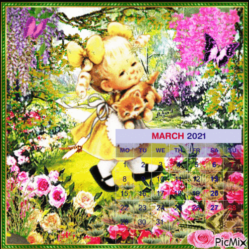 March 2021 Calendar - 免费动画 GIF