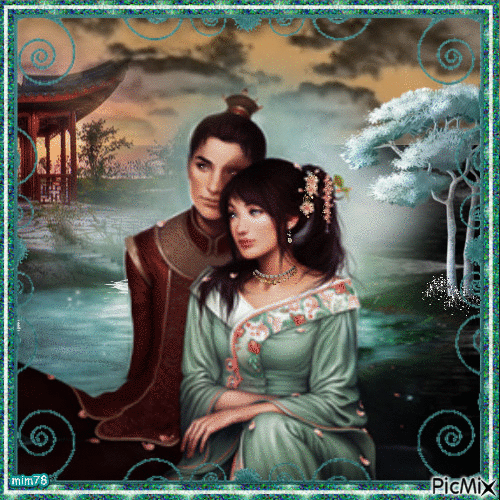 Couple asiatique - GIF animado grátis