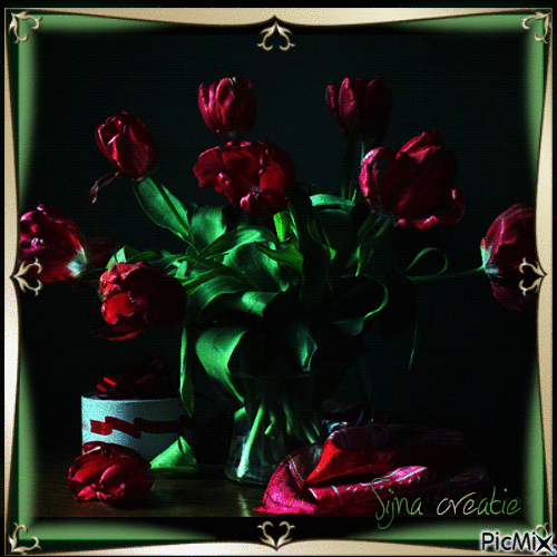 bouquet with red tulips - GIF animado grátis