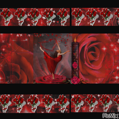 lady and roses - 無料のアニメーション GIF