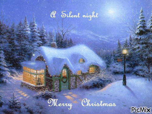 Silent Night Merry Christmas - GIF animé gratuit