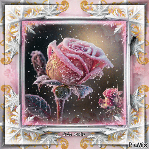 Rose sous la neige - Art numérique - Besplatni animirani GIF