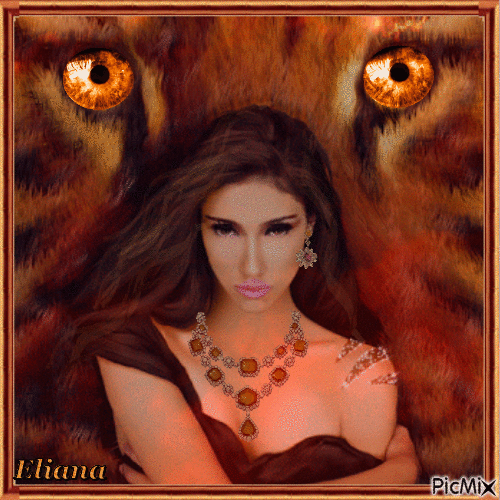 Tigre com mulher - Fantasia - GIF animé gratuit