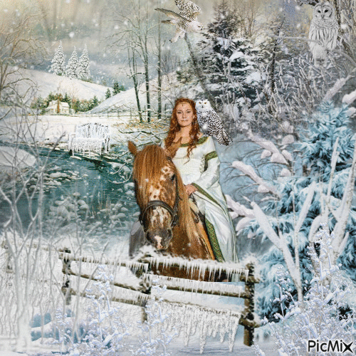 Lady in Winter - Free animated GIF