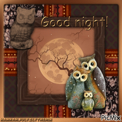 ({(Good Night Owls in Brown Tones)}) - Ingyenes animált GIF