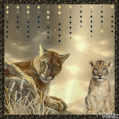 💛 Lioness & Cub 💛 - Бесплатный анимированный гифка