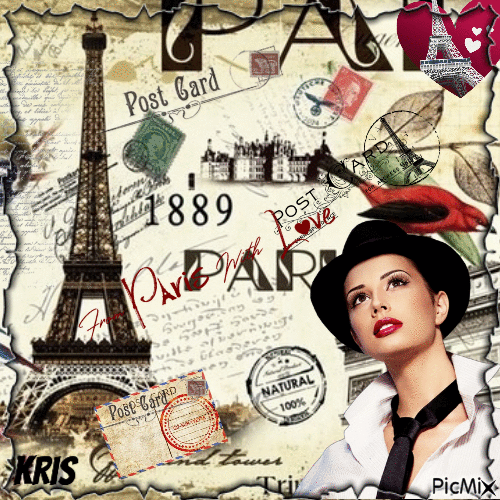 Carte postale de Paris - Ilmainen animoitu GIF