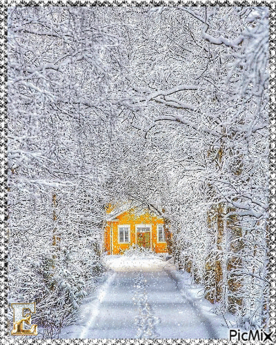 домик в снегу - Darmowy animowany GIF