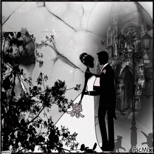 Le mariage en silhouette - 無料のアニメーション GIF