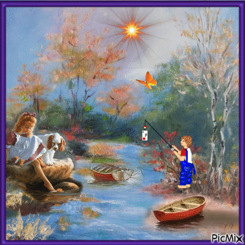 O rio e a menina - GIF animado gratis