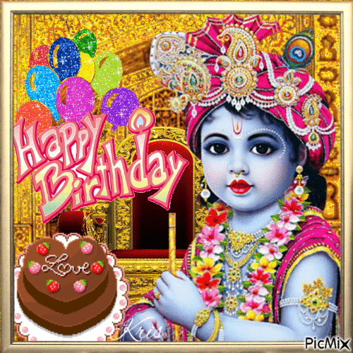 Happy Birthday Krishna - Darmowy animowany GIF