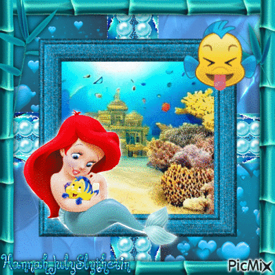 {=}Baby Ariel with Flounder{=} - Gratis animeret GIF