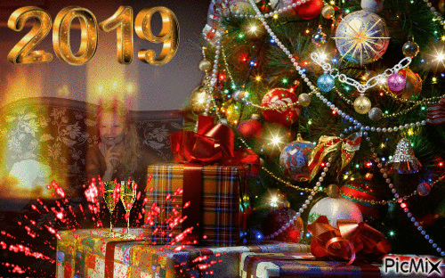 Честита Нова Година 2019 - Animovaný GIF zadarmo