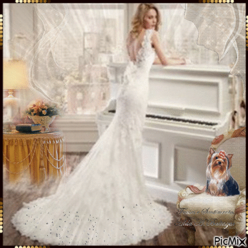 The Bride, the Piano and the Dog - Ingyenes animált GIF