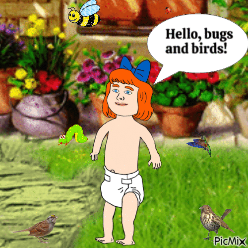 Hello, bugs and birds! - Бесплатный анимированный гифка