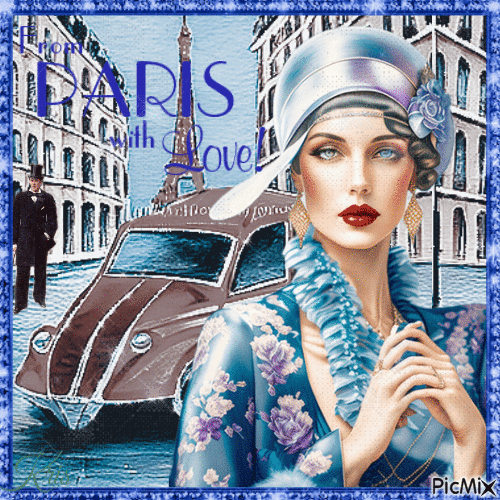 Femme vintage à Paris - Gratis geanimeerde GIF