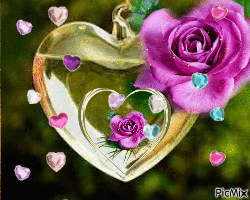 coração e rosas. - GIF animate gratis