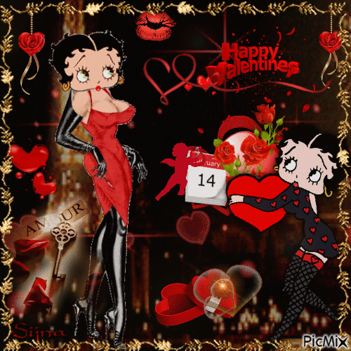Betty Boop - Saint Valentin - Бесплатный анимированный гифка