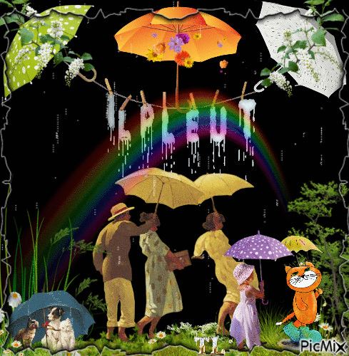 des parapluies et des fleursno 3 - GIF animado grátis
