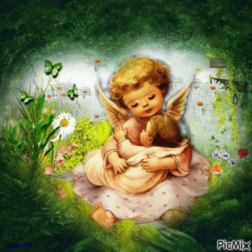 -angels-babies-flowers - Darmowy animowany GIF