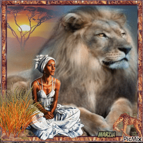 marzia - donna con leone - Besplatni animirani GIF