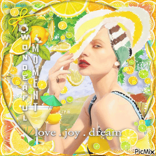 Summer,fashion,lemon,woman - Бесплатный анимированный гифка