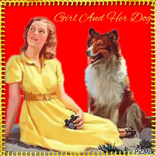 Girl And Her Dog - gratis png