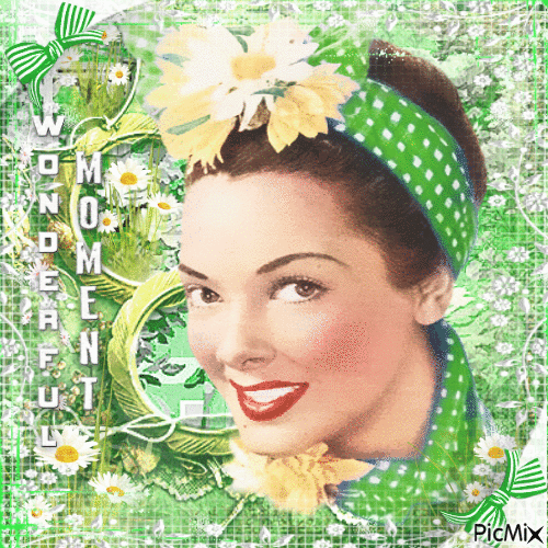 soave woman vintage green daisy green