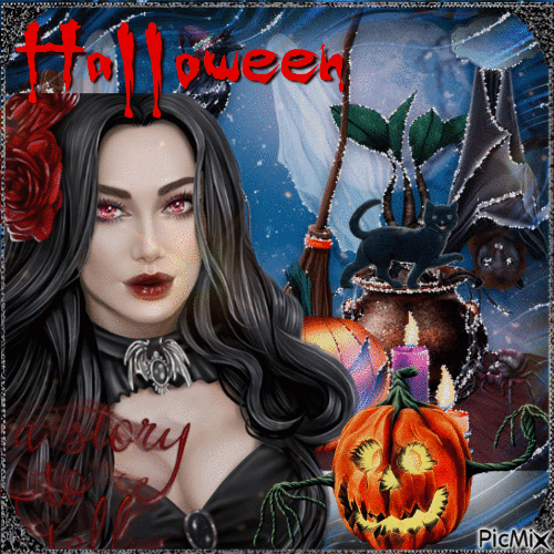 Halloween mit einer Gothic-Frau - Nemokamas animacinis gif