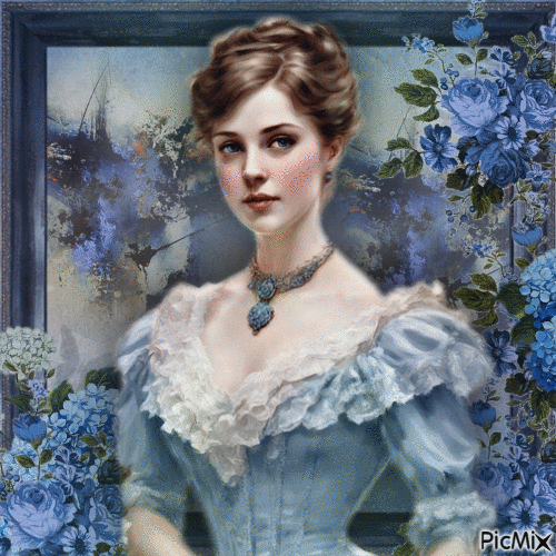 Frau in blau - Free animated GIF
