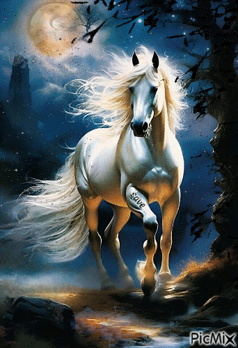 WHITE HORSE - Бесплатный анимированный гифка