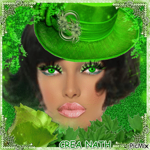femme vert et noir   concours - Nemokamas animacinis gif