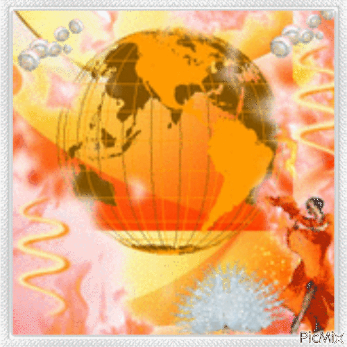 Le Monde en mode orange et blanc - Darmowy animowany GIF