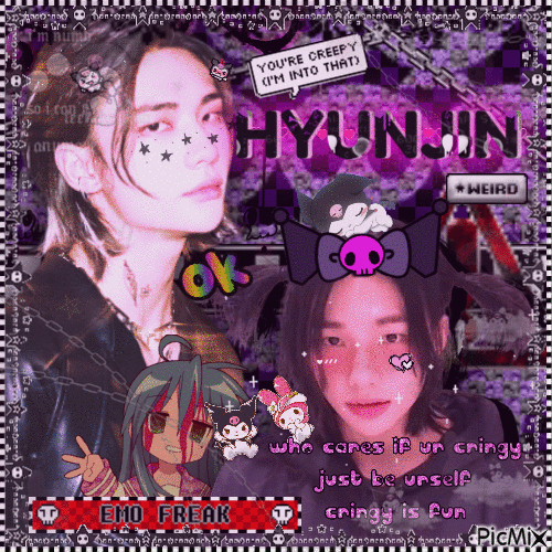hyunjin emo/kuromi!! (GFAF) - Бесплатный анимированный гифка