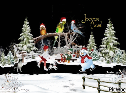 Joyeux Noel les joies du plein air Tweety et Nico - GIF animado grátis