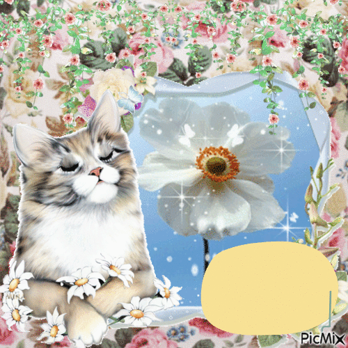 Cats Flower Power - GIF animé gratuit