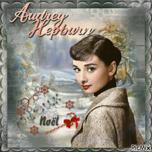 Audrey hepburn en Hiver - GIF animé gratuit