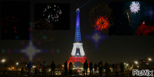 Feux d'artifice 14 juillet Paris 2016 - Ingyenes animált GIF