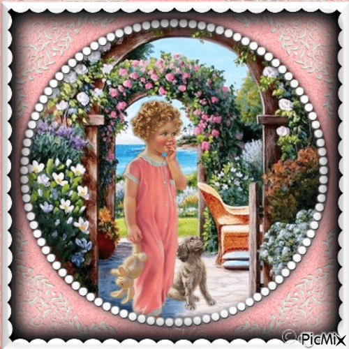 Little Girl and Her Dog-RM-01-06-23 - PNG gratuit