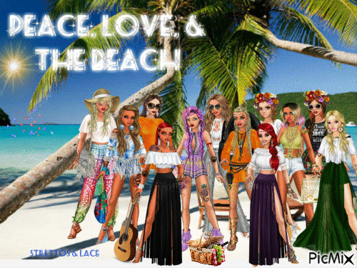 Peace Love & The Beach - Free animated GIF