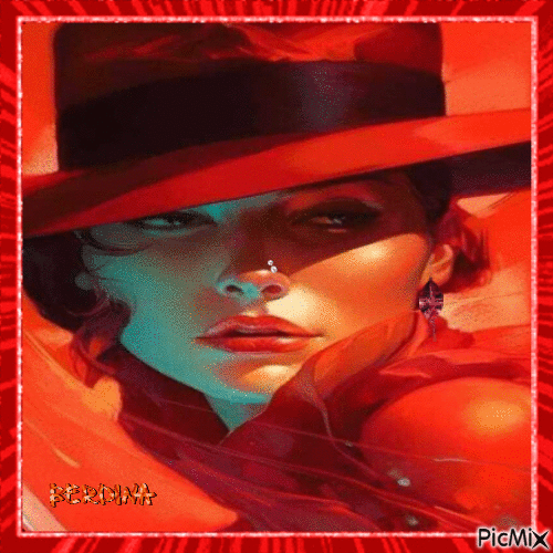 LADY WITH THE RED HAT - Δωρεάν κινούμενο GIF