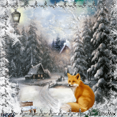 renard et l'hiver - 無料のアニメーション GIF
