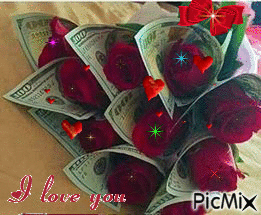 rose and money for you  love - GIF animado gratis