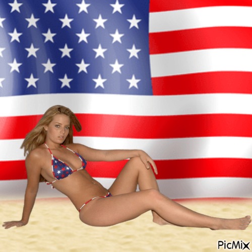 Patriotic swimmer posing - ilmainen png